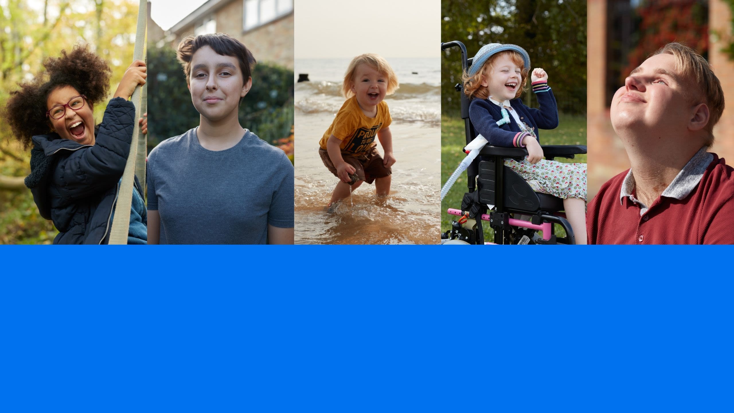 A series of photos of children smiling and laughing.